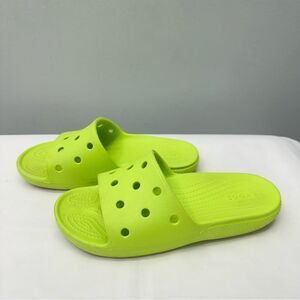 Crocs Kids Lime Bright Green Slides Sandals boys 3